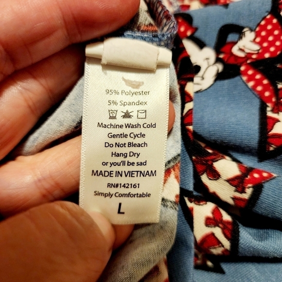 LuLaRoe Disney Minnie Mouse Randy Top Woman's Large L Blue Grey Raglan Shirt - Picture 7 of 7